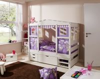 Hausbett MINI Prinzessin Lila Var 3 - mit 3er Funktionsschubkasten - inkl. Matratze