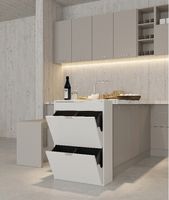 Mülleimerschrank mit Schublade & 4 Abfalleimer - ca. 62 x 25 x 90 cm - Weiß