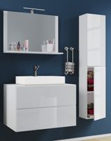 Badblock Lendas L 60cm Unterschrank + Spiegel + 1 Seitenschrank Weiß