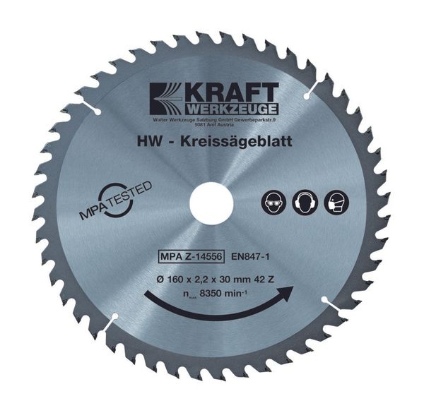 HW-Sägeblatt, Ø 160 mm x 42 Zähne x 30 mm Flanschaufnahme