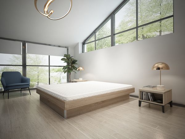 Premium Wasserbett mit Bettumrandung, Dual-System, 200x200, schwach beruhigt, Sockel eiche