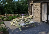 Holz Picknicktisch ELLA B180 x T170 x H75 cm Sitzbohlen 40 mm stark