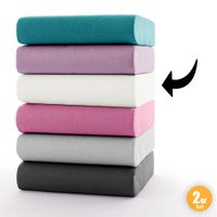 Jersey-Spannbetttuch, je ca. 140 - 160 x 200 cm - Offwhite, 2er-Set