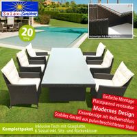 Gartenmöbel Rattan-Set, Tisch mit 6 Stühle