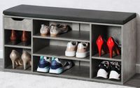 Schuhschrank mit Sitzkissen und Schublade, Betonoptik