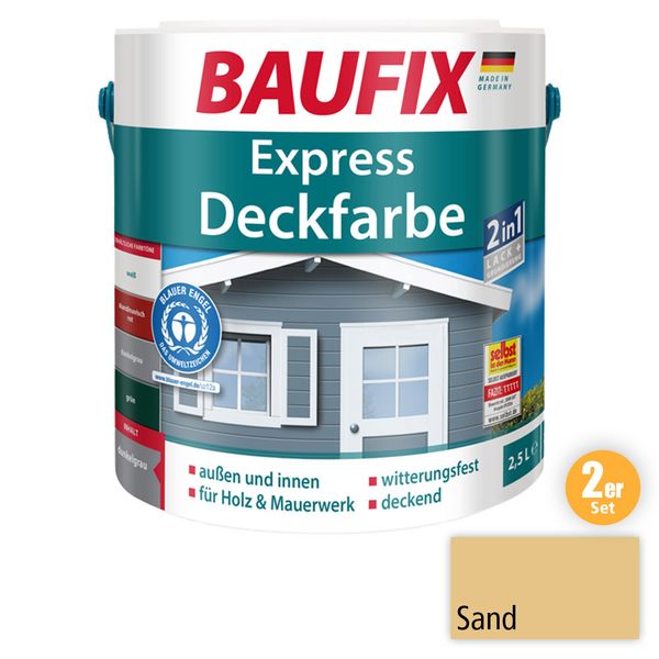 2in1 Express Deckfarbe sand 2,5 L 2er Set