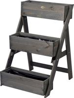 Dreistufige Pflanztreppe inkl. Pflanzfolie, Grau