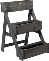 Dreistufige Pflanztreppe inkl. Pflanzfolie, Grau