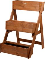 Dreistufige Pflanztreppe inkl. Pflanzfolie, Braun