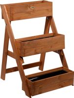 Dreistufige Pflanztreppe inkl. Pflanzfolie, Braun