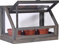 Mini-Gewächshaus für Kräuter mit Zinkwanne, Grau