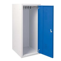 Stahl-Garderobenspind "Qube", halbhoch, HxBxT 1000x415x500 mm, Korpus lichtgrau, Türen enzianblau