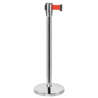 Personenleitsystem, Ständer Edelstahl/Gurt rot, Ständer ØxH 360x915 mm, Gurt BxH 1800x47 mm