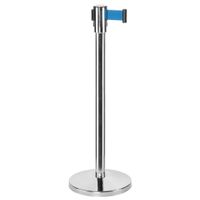 Personenleitsystem, Ständer Edelstahl/Gurt blau, Ständer ØxH 360x915 mm, Gurt BxH 1800x47 mm