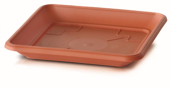 Powertec Garden Pflanztopf mit Dekor "Eckig", ca. 30 x 30 x 25 cm - Terrakotta