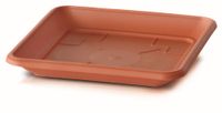 Powertec Garden Pflanztopf mit Dekor "Eckig", ca. 30 x 30 x 25 cm - Terrakotta