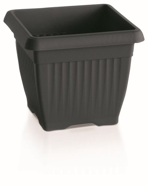 Powertec Garden Pflanztopf mit Dekor "Eckig", ca. 30 x 30 x 25 cm - Anthrazit