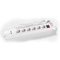 6-fach Tischsteckdosenleiste mit 2 USB-Anschlüssen