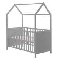 Hausbett umbaubar zum Juniorbett, 70x140 cm - Taupe