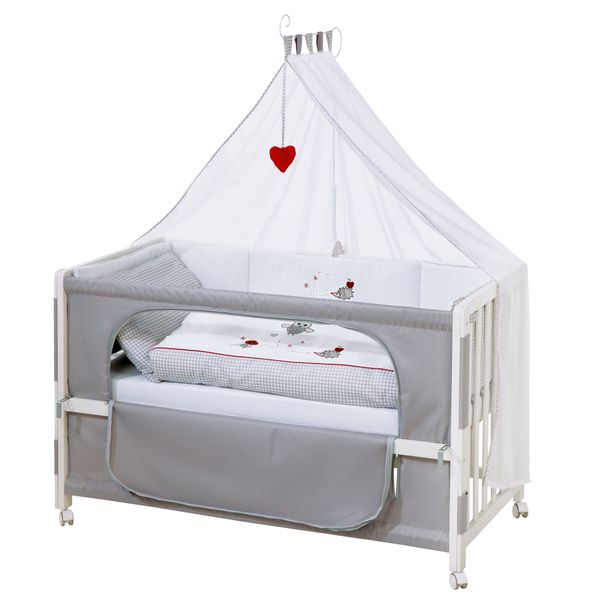 Roombed, Babybett 60x120 cm 'Adam & Eule', Beistellbett zum Elternbett, komplette Ausstattung