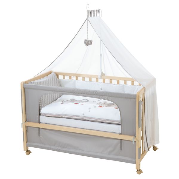 Roombed, Babybett 60x120 cm Jumbotwins, Beistellbett zum Elternbett mit kompletter Ausstattung
