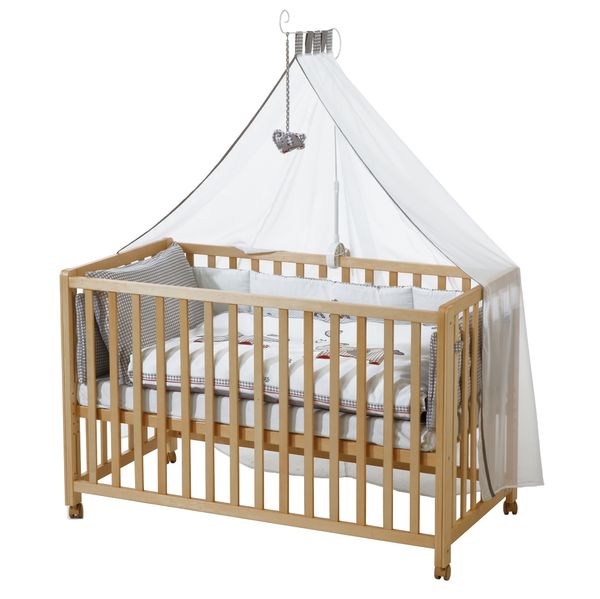 Roombed, Babybett 60x120 cm Jumbotwins, Beistellbett zum Elternbett mit kompletter Ausstattung
