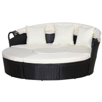 Rattan Sonneninsel mit Sonnendach in Creme