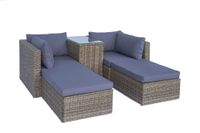 Rattan Multifunktionslounge 5tlg. mit Auflagen braun