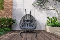 XXL-Hängesessel Polyrattan Doppelhängesessel - Grau