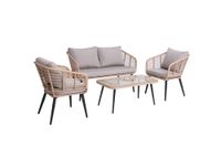 Cofeeset Lounge Set 4-teilig mit Auflagen creme/grau