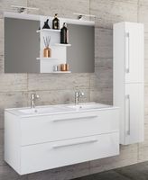 4-tlg. Waschplatz Budasi Spiegel mit Hochschrank Weiß
