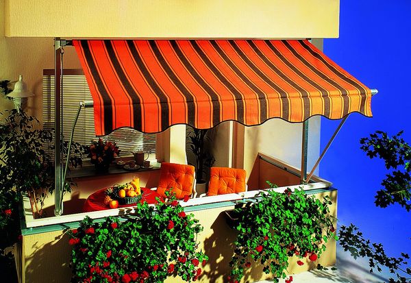 Fallarmmarkise Gestell silber 200x160 cm, Dessin 5961 orange/braun