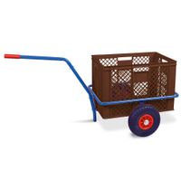 Handwagen mit Kunststoffkorb, H 410 mm, braun, LxBxH 1250x640x660 mm, Tragkraft 200 kg