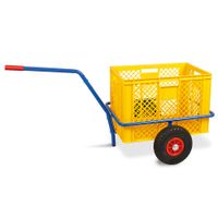 Handwagen mit Kunststoffkorb, H 410 mm, gelb, LxBxH 1250x640x660 mm, Tragkraft 200 kg