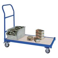 Schiebebügelwagen, LxBxH 1070x500x890 mm, 2 Bockrollen, 2 Lenkrollen mit Feststellbremse