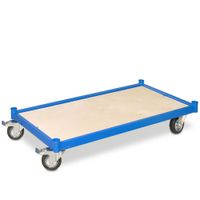 Plattformwagen, LxBxH 1000x500x180 mm, 2 Bockrollen, 2 Lenkrollen mit Feststellbremse