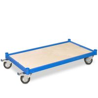 Plattformwagen, LxBxH 1000x500x180 mm, 4 Lenkrollen, 2 mit Feststellbremse