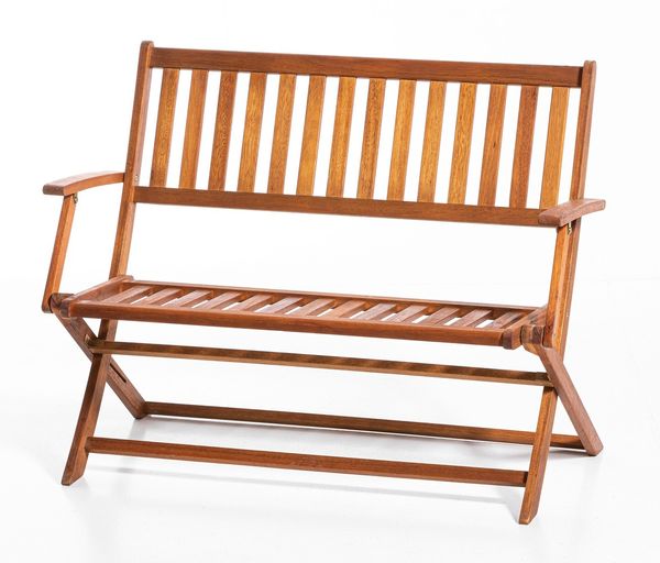 2-Sitzer faltbare Gartenbank aus Eukalyptusholz, ca. 118 x 63 x 89 cm - Braun