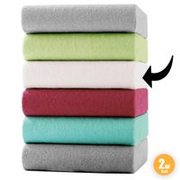 Teddy-Plüsch-Spannbetttuch, je ca. 140 - 160 x 200 cm - Offwhite, 2er-Set