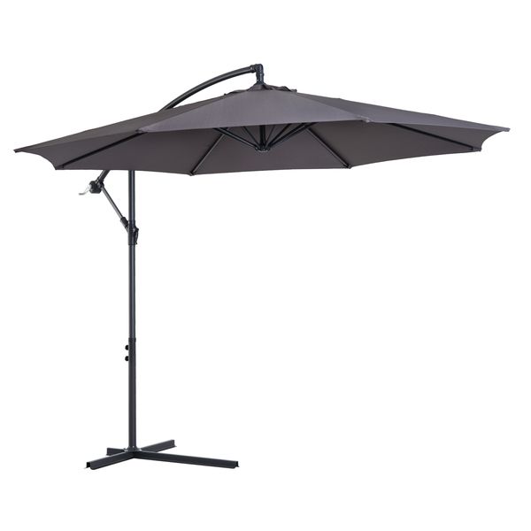 Sonnenschirm Regenschirm abnehmbar Ampelschirm Kurbelschirm Grau