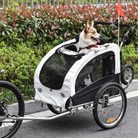 Hundeanhänger Fahrradanhänger Jogger Hunde Anhänger 2 in1 Anhänger Weiß