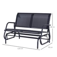 Schaukelbank 2-Sitzer Gartenbank Gartenschaukel Sitzbank Metall Gartenmöbel Schwarz 120 x 70 x 88 cm