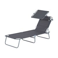 Sonnenliege Gartenliege Wellnessliege Strandliege klappbar mit Sonnenschutz (Grau)