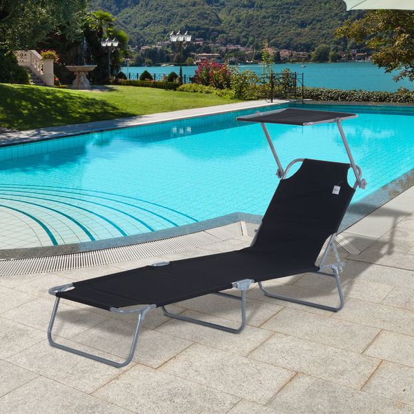 Sonnenliege Gartenliege Wellnessliege Strandliege klappbar mit Sonnenschutz