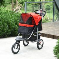 Hundewagen Hundebuggy Katzen Pet Stroller mit 3 Rädern klappbar Rot
