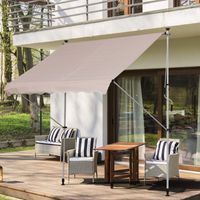 Markise Gelenkarmmarkise höhenverstellbar Sonnenschutz Faltarm Handkurbel Balkon Alu Beige