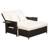 Polyrattan Lounge-Sofa Gartensofa 2-Sitzer mit Kissen Braun