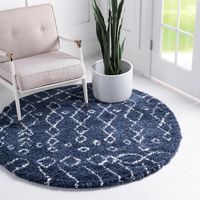 Teppich "Temara Shag" Rund Marineblau CA10341