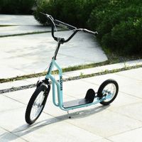 Kinderroller Scooter Tretroller Cityroller Kinder Roller Kickboard mit Luftreifen16/12 Zoll Blau 135 x 58 x 88-94 cm