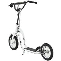 Kinderroller Scooter Tretroller Cityroller Kinder Roller Kickboard mit Luftreifen 12 Zoll Weiß 120 x 58 x 80-85 cm
